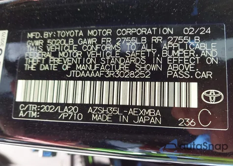2024 Toyota Crown Xle z USA, uszkodzony, nr VIN JTDAAAAF3R3028252